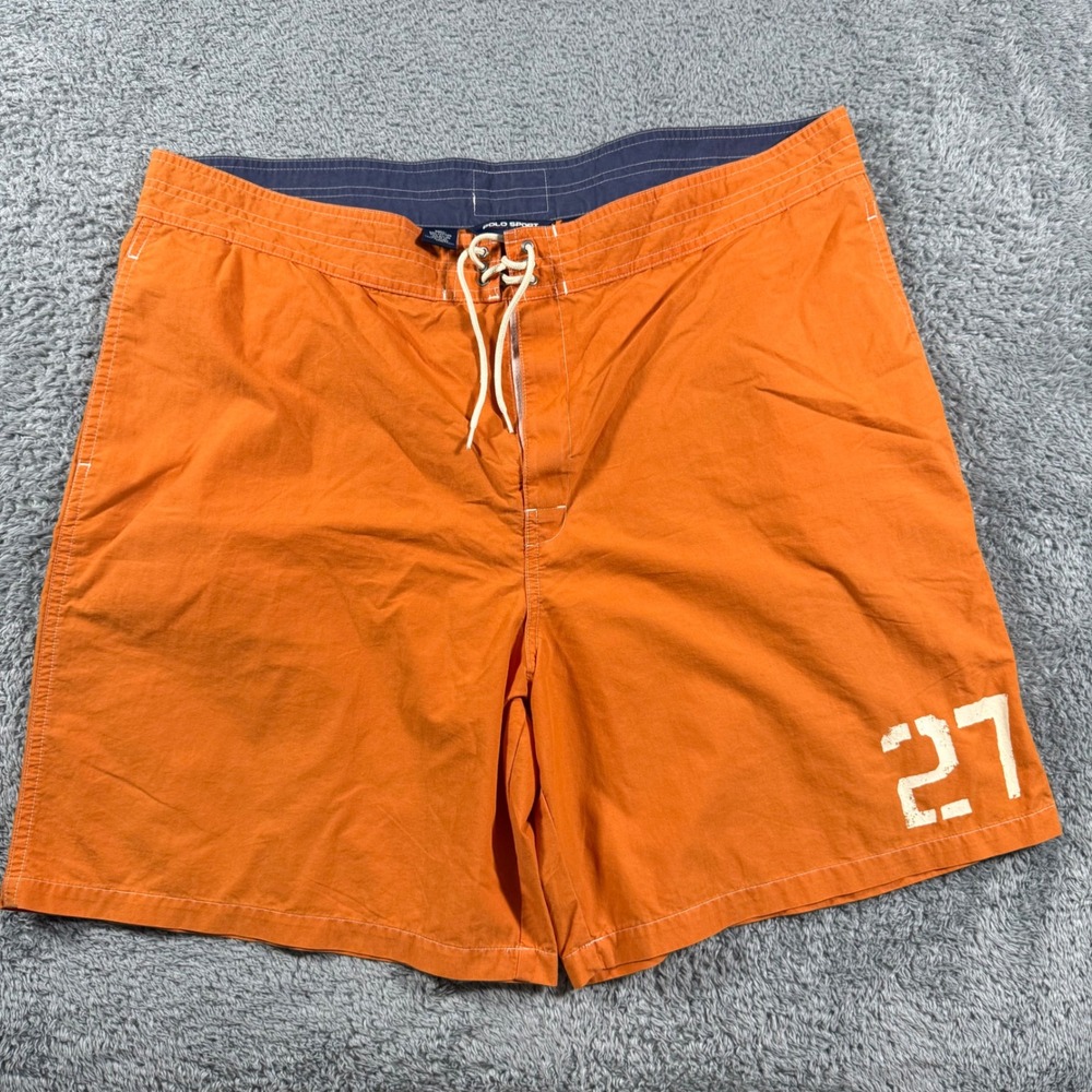 Polo Sport Ralph Lauren Board Shorts Mens 40 Orange Vintage 27 Graphic Cargo